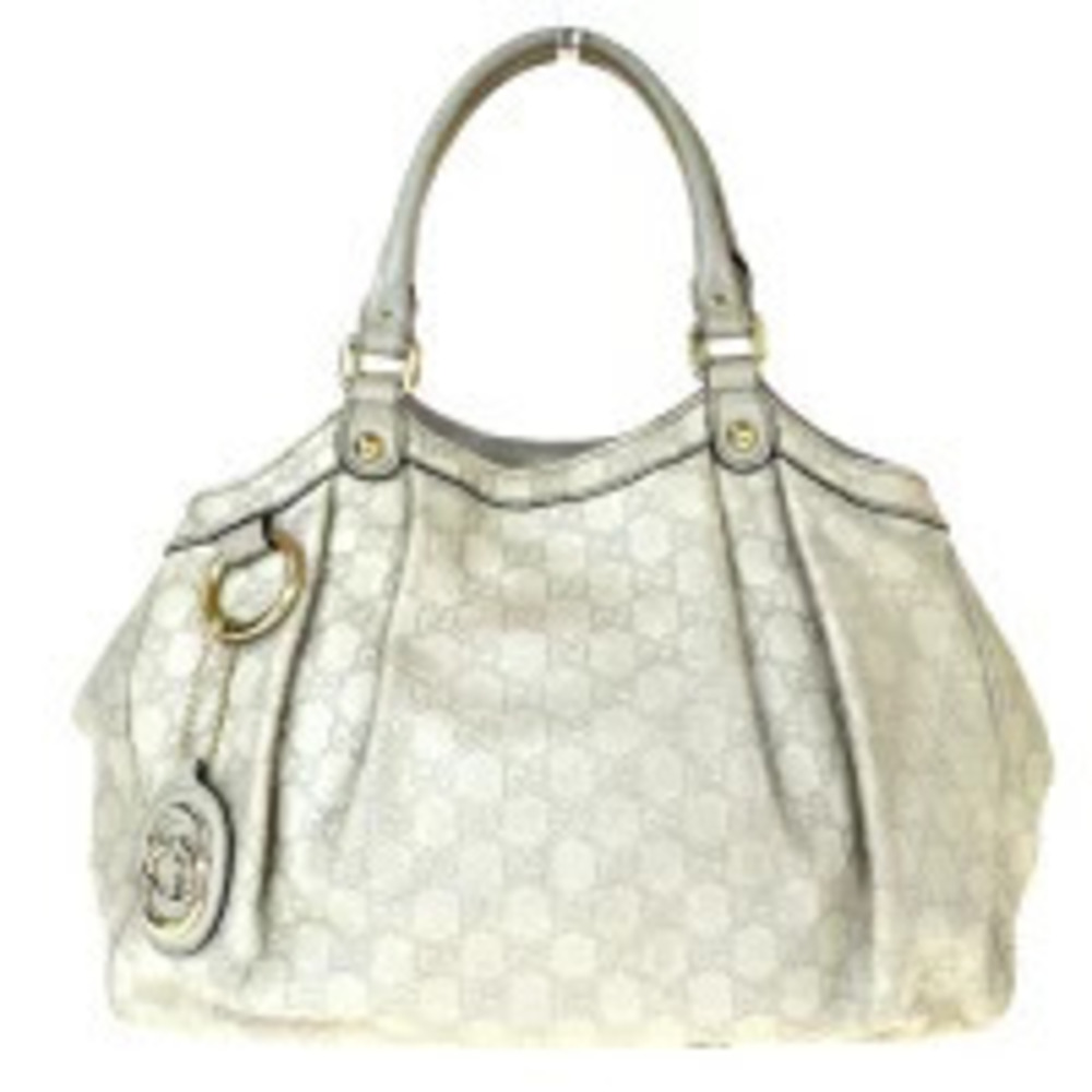 Gucci Shoulder Bag Handbag Interlocking GG Ivory White Leather